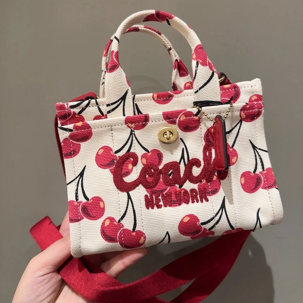 NWT Coach Cargo Mini Cherry Print Canvas Tote Bag 20